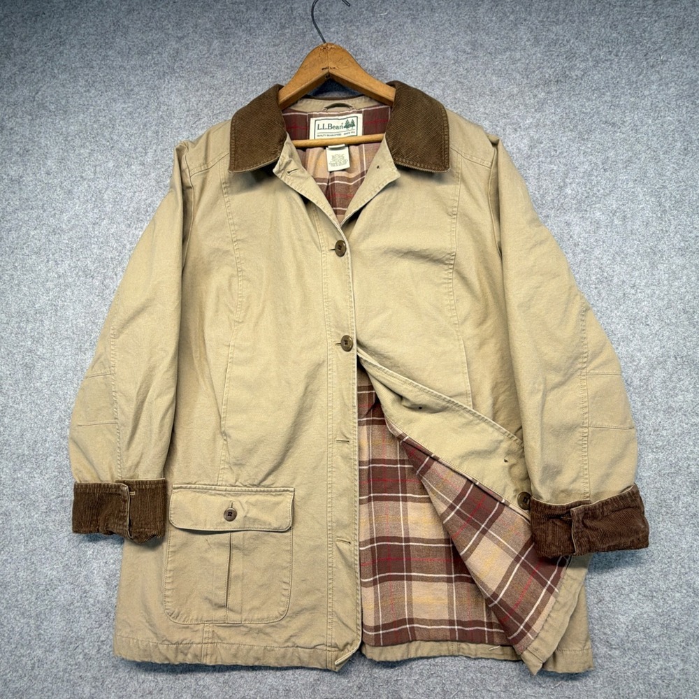 LL Bean Adirondack Barn Coat Womens XL Chore Corduroy Collar Lined